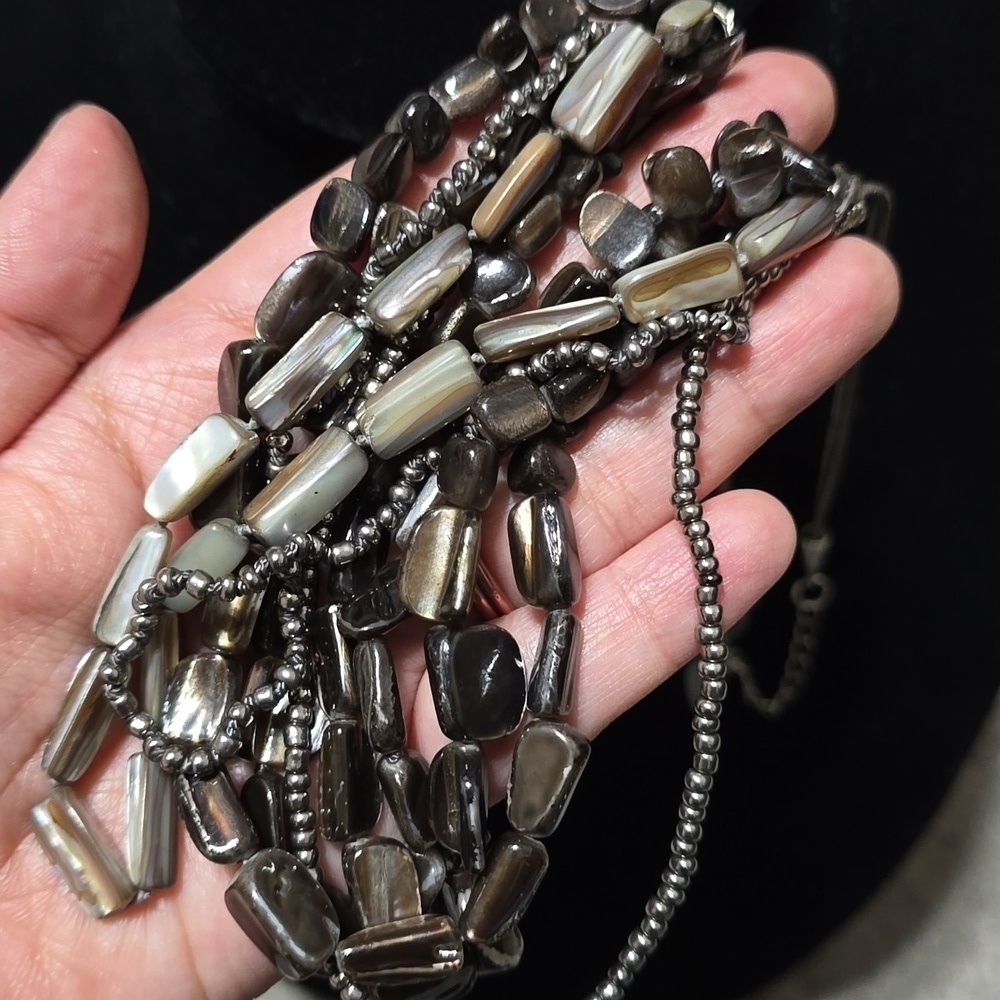✨️4/$20 Multi Strand Natural Shell & Glass Beads Silver Chain Necklace - Picture 7 of 15